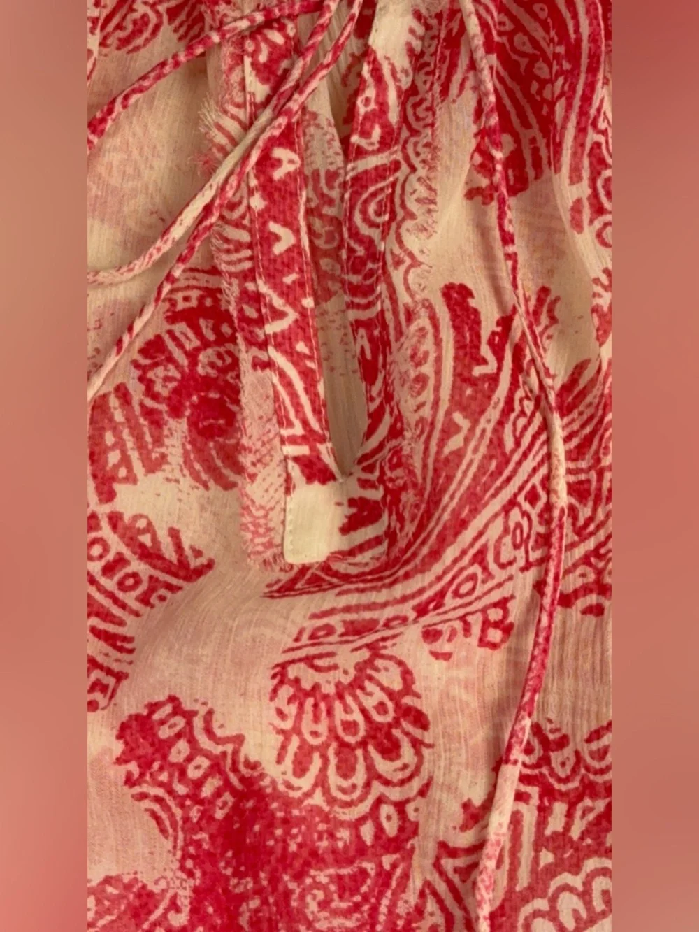 Banana Republic Pink Paisley 100% Silk Peasant Top M